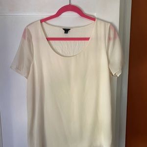 Ann Taylor Cream short sleeve Tshirt with sheer sleeves
